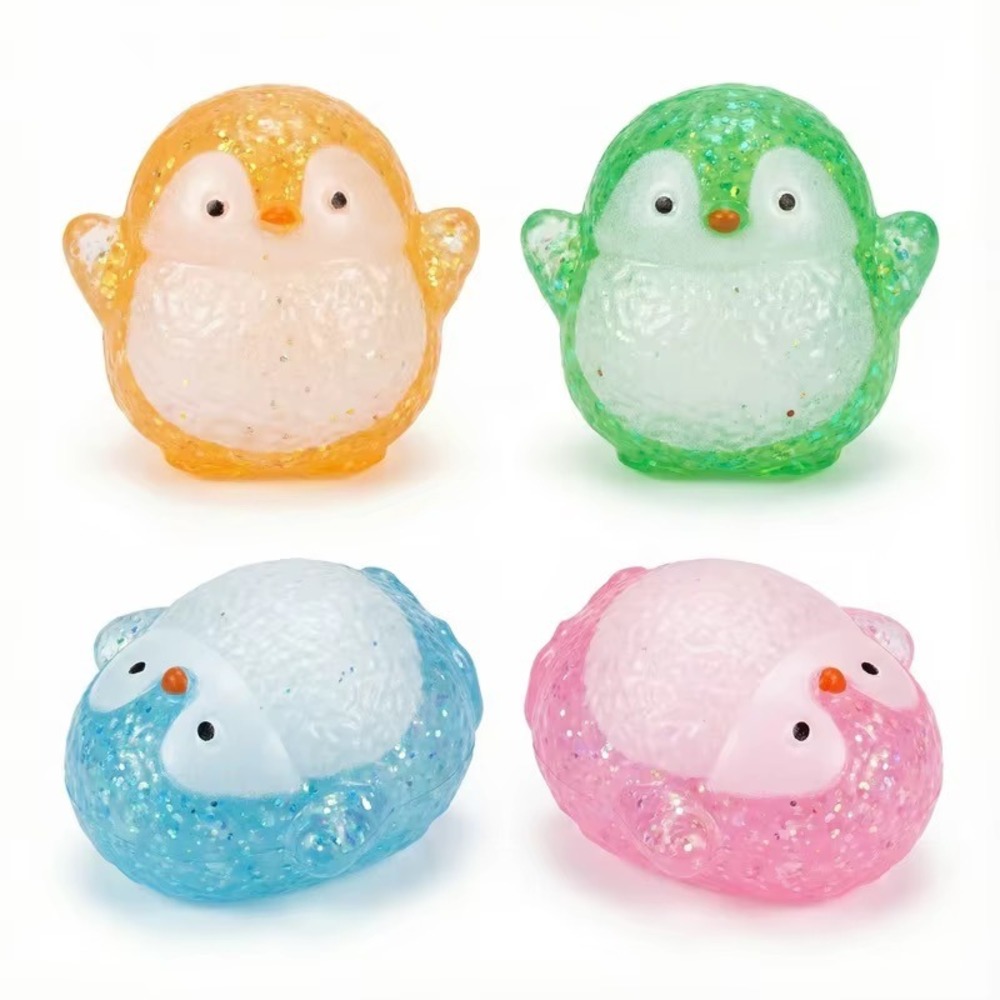 Glitter Penguin Squeeze Toy Sensory Fidget Stress Relief Random Color 7cm